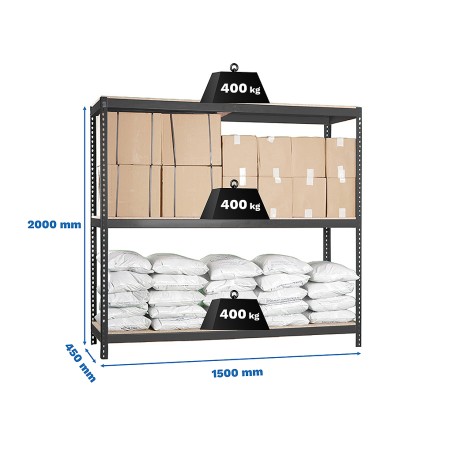 Estantería Metálica Ecoforte 1504-3 Chipboard