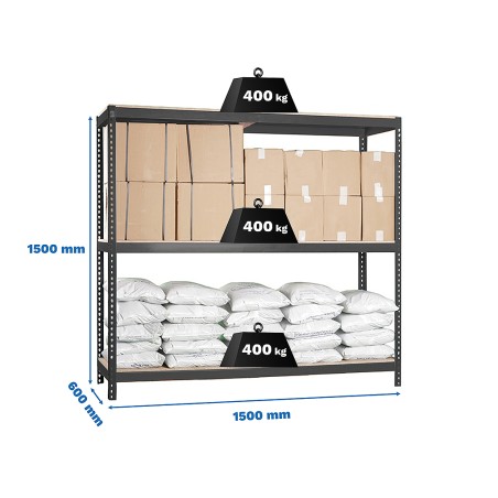 Estantería Metálica Ecoforte 1506-3 Chipboard