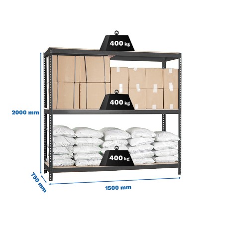Estantería Metálica Ecoforte 1507-3 Chipboard