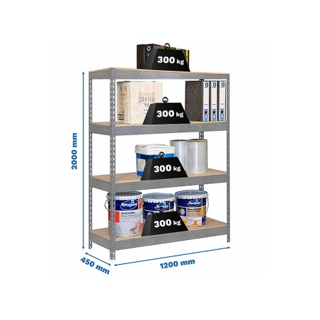 Estantería Metálica Ecoforte 1204-4 Chipboard
