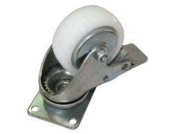 Roda Poliamida Blanca Amb Fre Placa Giratòria