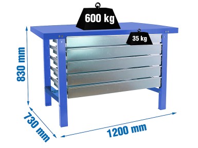 BANC DE TREBALL BT6 METAL 5BOX