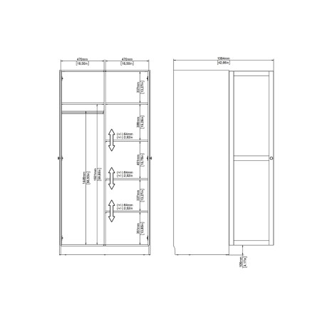 Armario Ropero Nut 2 Puertas Blanco