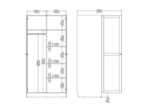 Armario Ropero Nut 2 Puertas Blanco